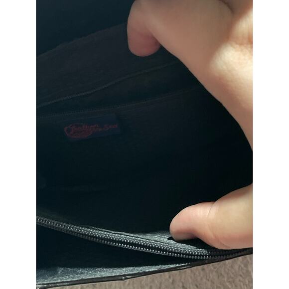 Vintage Women's Eel Skin Leather of the Sea Shoulder Bag Black Mini Purse - Picture 6 of 13